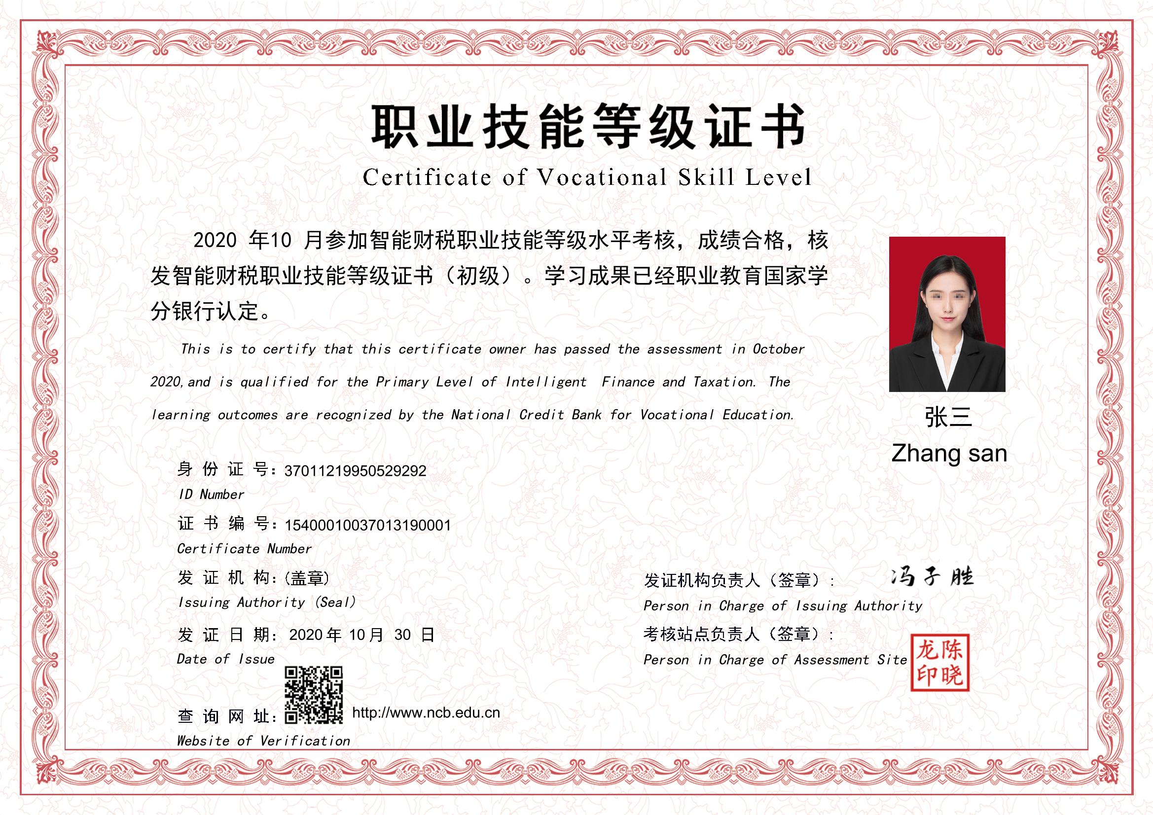 智能财税职业技能等级证书