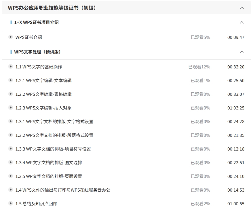 1+X WPS办公应用证书