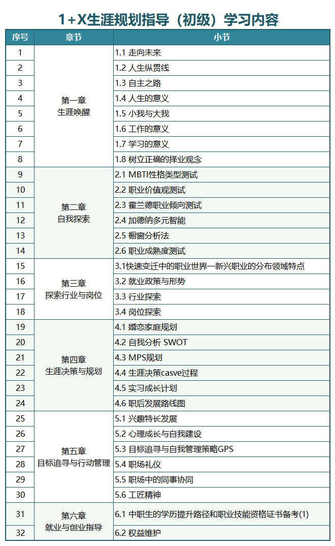 1+X生涯规划指导证书