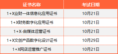 1+X证书考试时间